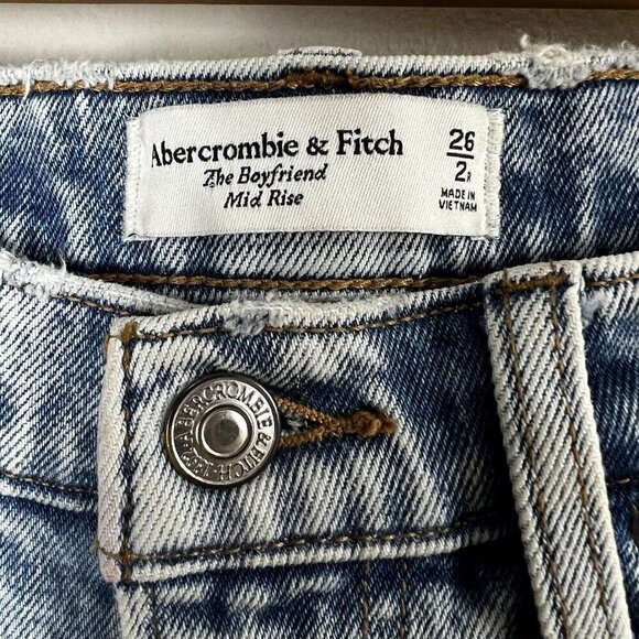 Abercrombie & Fitch The Boyfriend Mid Rise Jeans Acid Wash Distressed Size 26 /2 - Picture 4 of 11